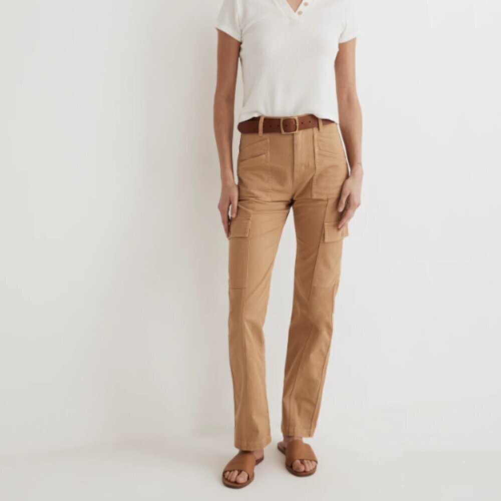 Madewell The Garment-Dyed '90s Straight Cargo Pant in Sand Dune Women's 29